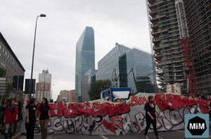 Lo striscione "Istruzione bene comune - Occupy Regione".