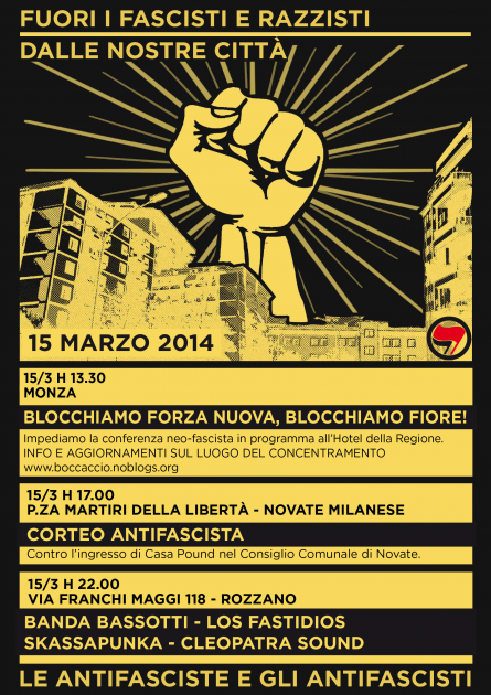 Milano 15.3.14 – La primavera nera bussa alle nostre porte
