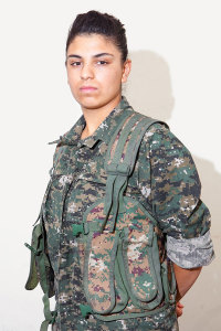 Sosen Shingel, 17. Photographed at a YPJ training base near Derek City, Syria, Aug. 20, 2014.