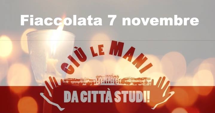 Fiaccolata per Città Studi – 7 Novembre, ore 19,30 @ Piazza Leonardo Da Vinci