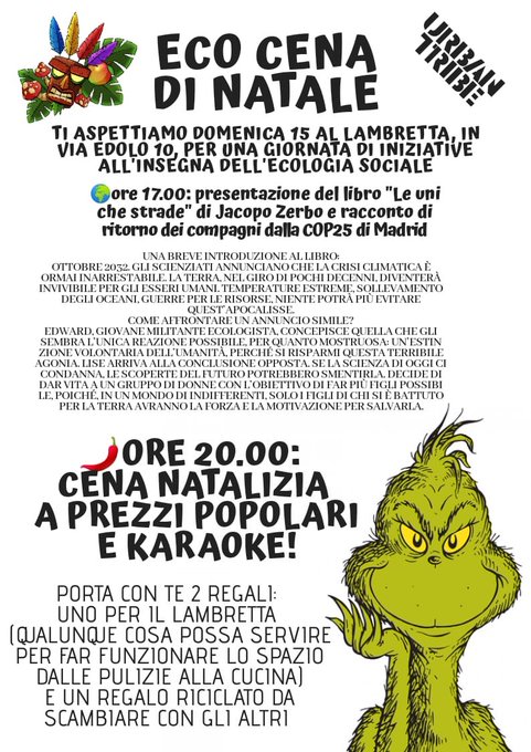 Regali Di Natale Karaoke.Ecocena Di Natale 15 Dicembre Lambretta Milanoinmovimento