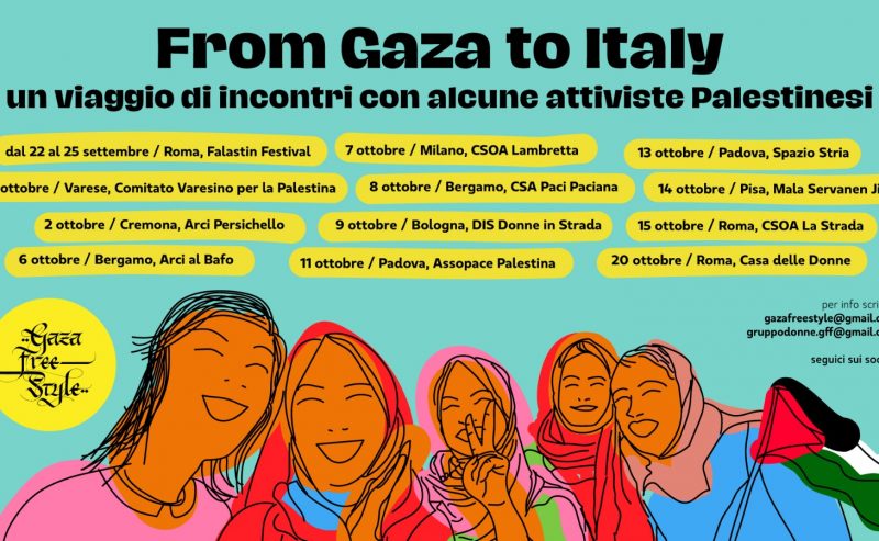 L’arrivo in Italia di una delegazione di donne di Gaza, Palestina