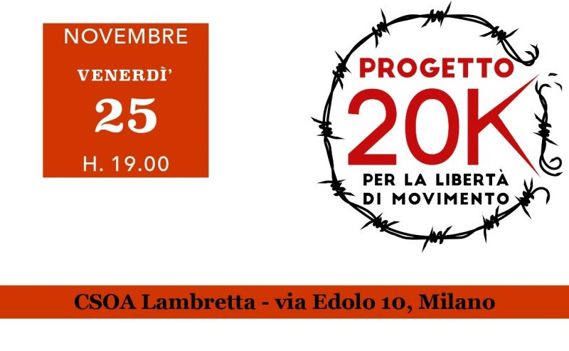 25/11 – Aperitivo sociale a sostegno di Progetto 20K @ Lambretta