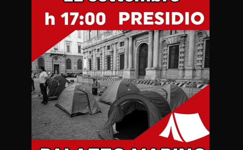 22 settembre, Tende in Piazza in presidio sotto Palazzo Marino: “Il Comune ci deve risposte”