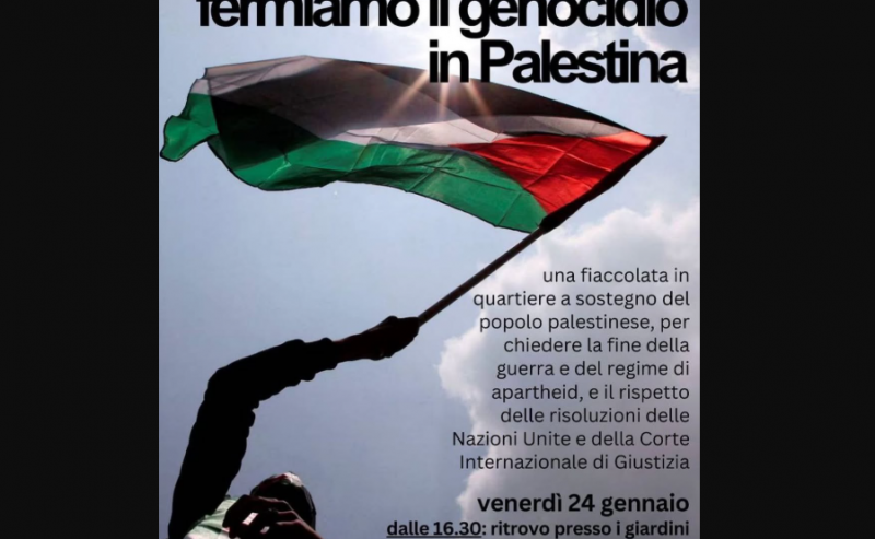 Ripudiamo la guerra! Fermiamo il genocidio in Palestina! Fiaccolata a Milano Sud