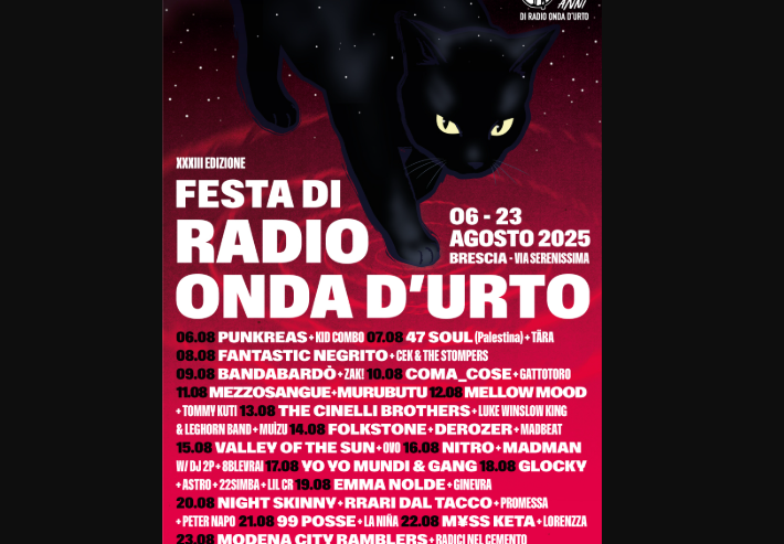 XXXIII Festa di Radio Onda d’Urto: 6-23 agosto 2025: tutto il programma!