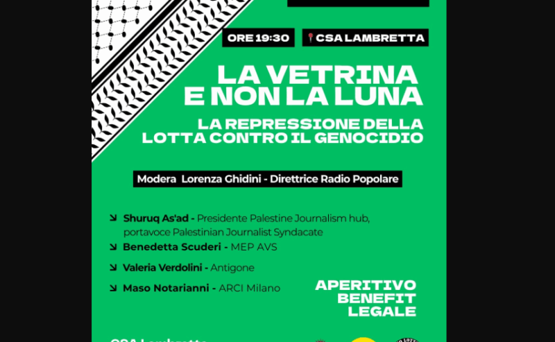 La vetrina e non la Luna – Sulla repressione della lotta contro il genocidio