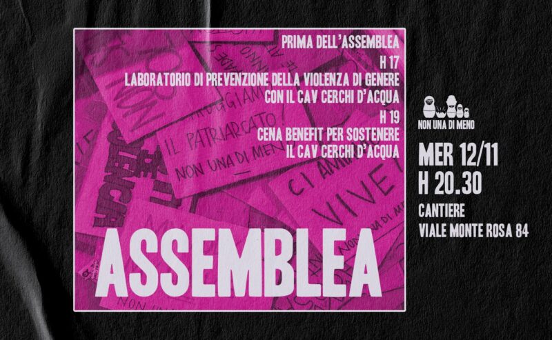 Contro la violenza di genere: laboratorio, cena e assemblea