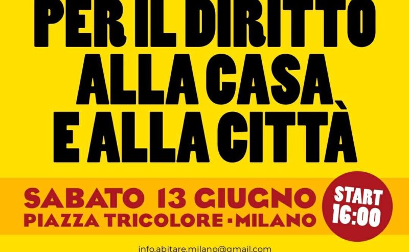 13 giugno, manifestazione per il diritto alla casa e alla città
